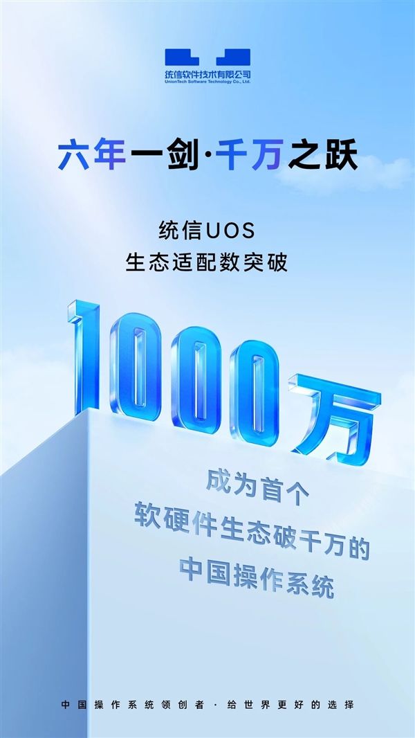 PG电子平台:中国操作系统第一次!统信UOS生态适配总数突破1000万(图1)